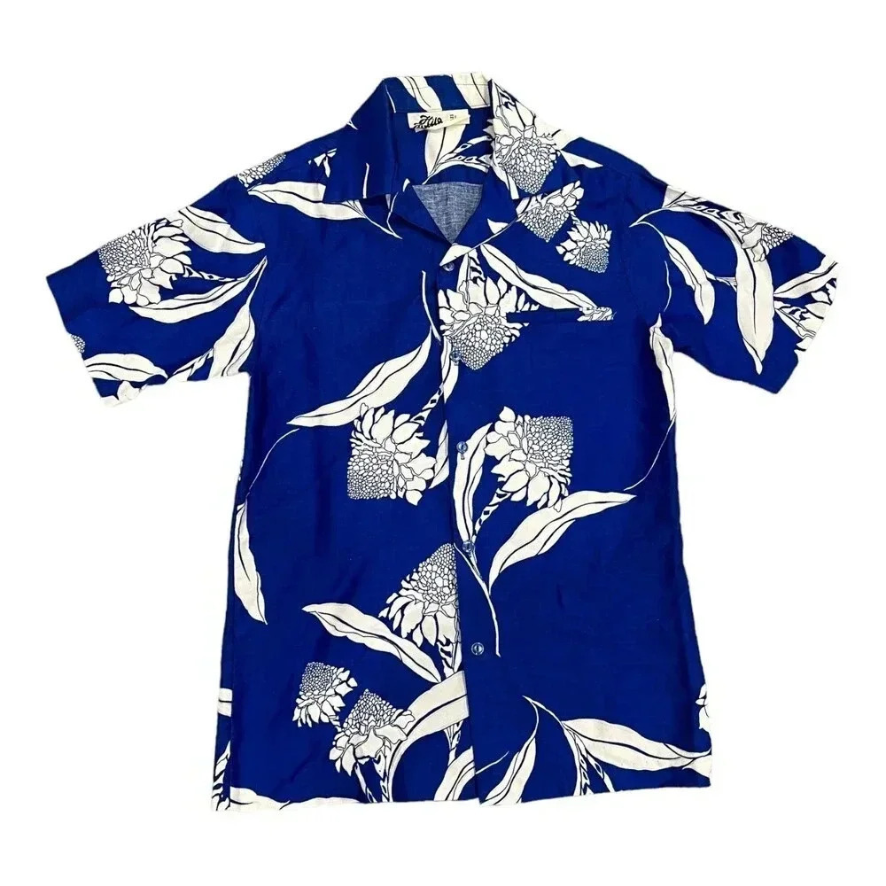 Hilo Hattie’s Blue Hawaiian Beach Button Down Shirt S